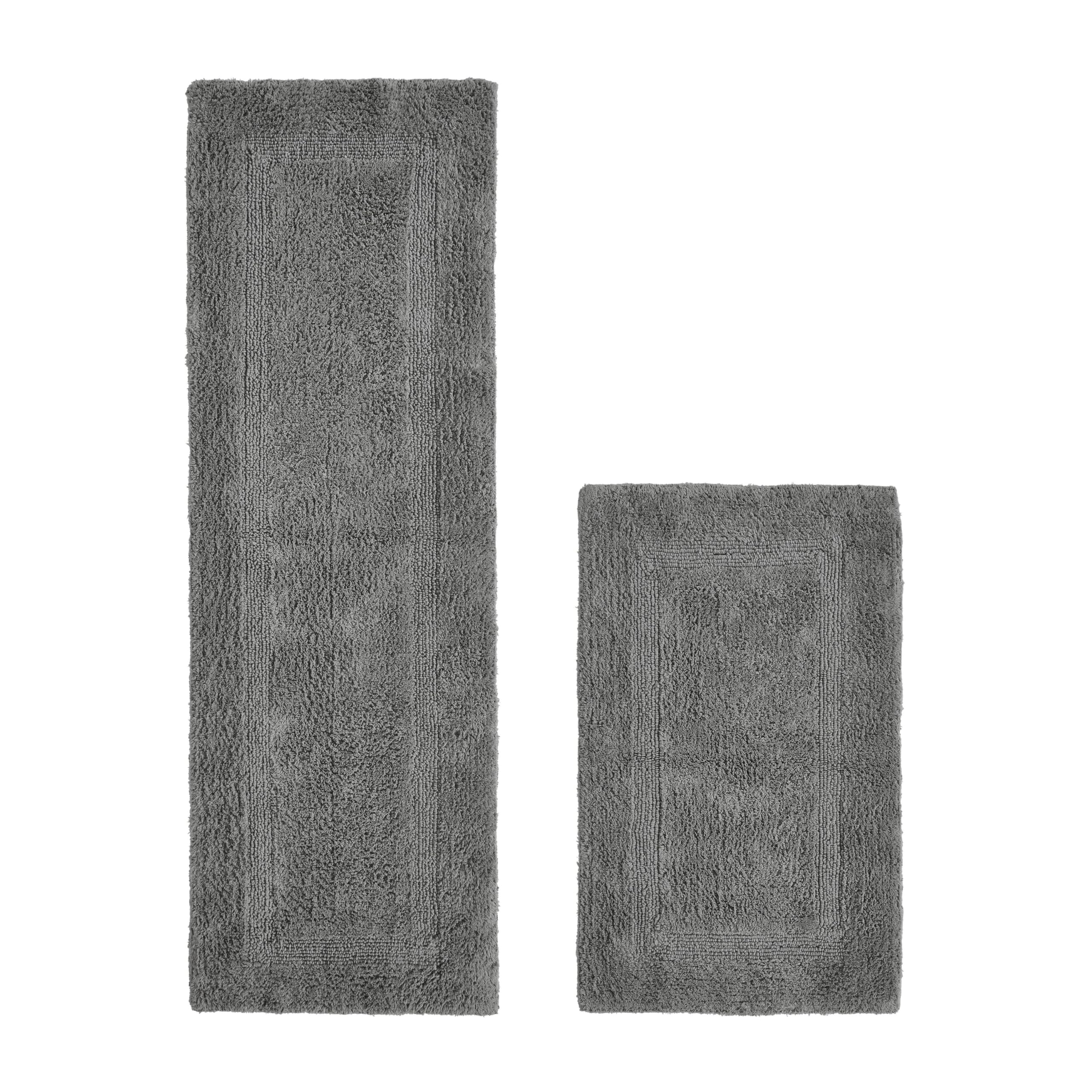 Better Trends Luxury Bathroom Rug 2 Piece Set 100% Cotton Bath Rug Water Absorbent, Reversible Machine Washable Runner Mat for Bathroom, Bathtub,