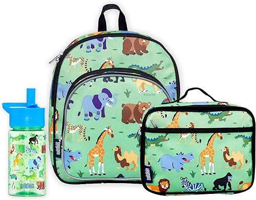 Wildkin Paquete de mochila y lonchera de 12 pulgadas con botella de agua reutilizable de 16 onzas (animales salvajes) disponible en Yaxa Costa Rica