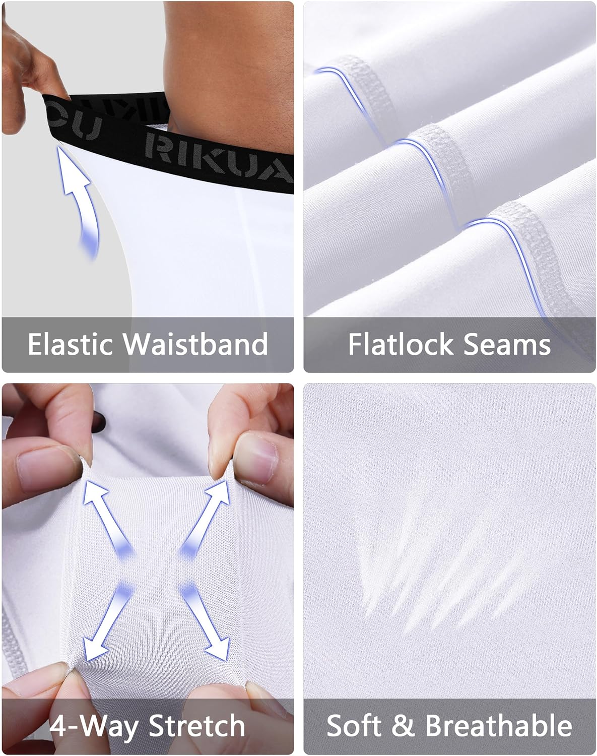 3 Pack Men's Compression Pants, Athletic Leggings Base Layer, Cool Dry Workout Tights for Running Sports Gym - Image 3