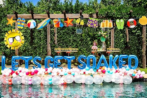 Miniatura 4 de JeVenis Lets Get Soaked - Decoración de cumpleaños para piscina y playa, globos para remojarnos, globos de cumpleaños para piscina, fiesta de