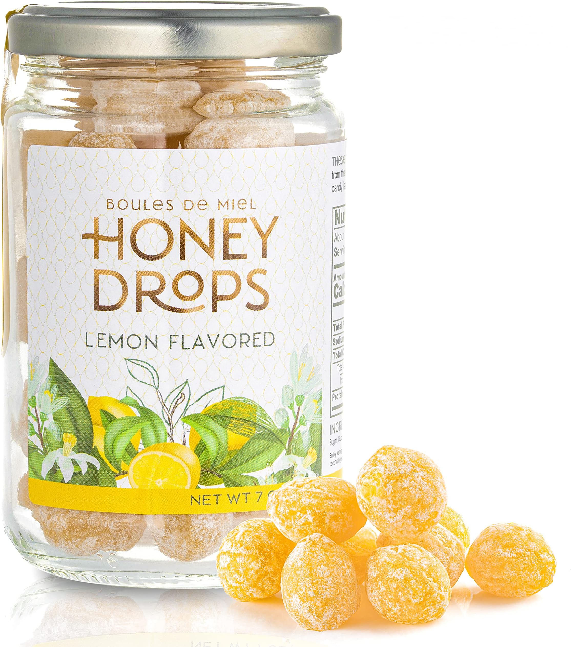 Gourmanity Honey Candy Lemon Drops, Surprise Lemon Flavored Honey Filling, Soothing & Sweet Treat, Carefully Crafted, Natural, Made in Provence, France, 7oz