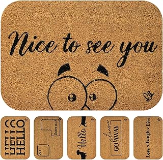 OLIVO.shop Mini Modern 3 Felpudo con frases, Felpudo de coco divertido, alfombra de coco para exterior, base de goma, vari...