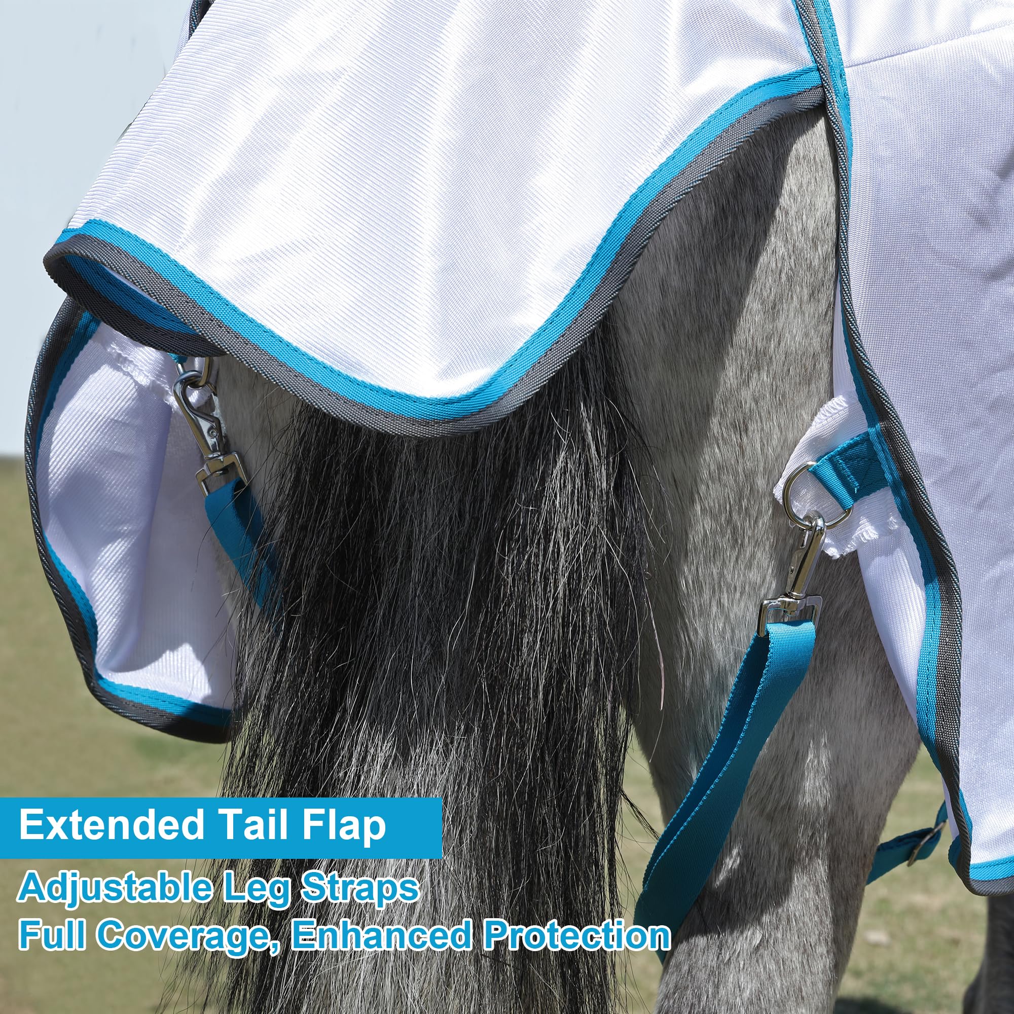 LEAFOREST Sábana de caballo en miniatura con cubierta para el cuello y banda para el vientre | Sábanas de verano de malla transpirable con protección UV para mini caballos, potros, burro, blanco, 147 cm