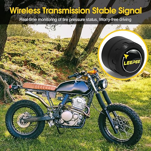 Miniatura 6 de leepee Sistema de monitoreo de presión de neumáticos de motocicleta, alarma de presión y temperatura de neumáticos, TPMS inalámbrico para