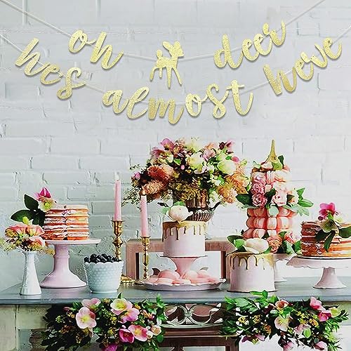 Miniatura 5 de Cartel de baby shower con texto en inglés "Oh Deer Boy Woodland", decoración de fiesta de criaturas del bosque