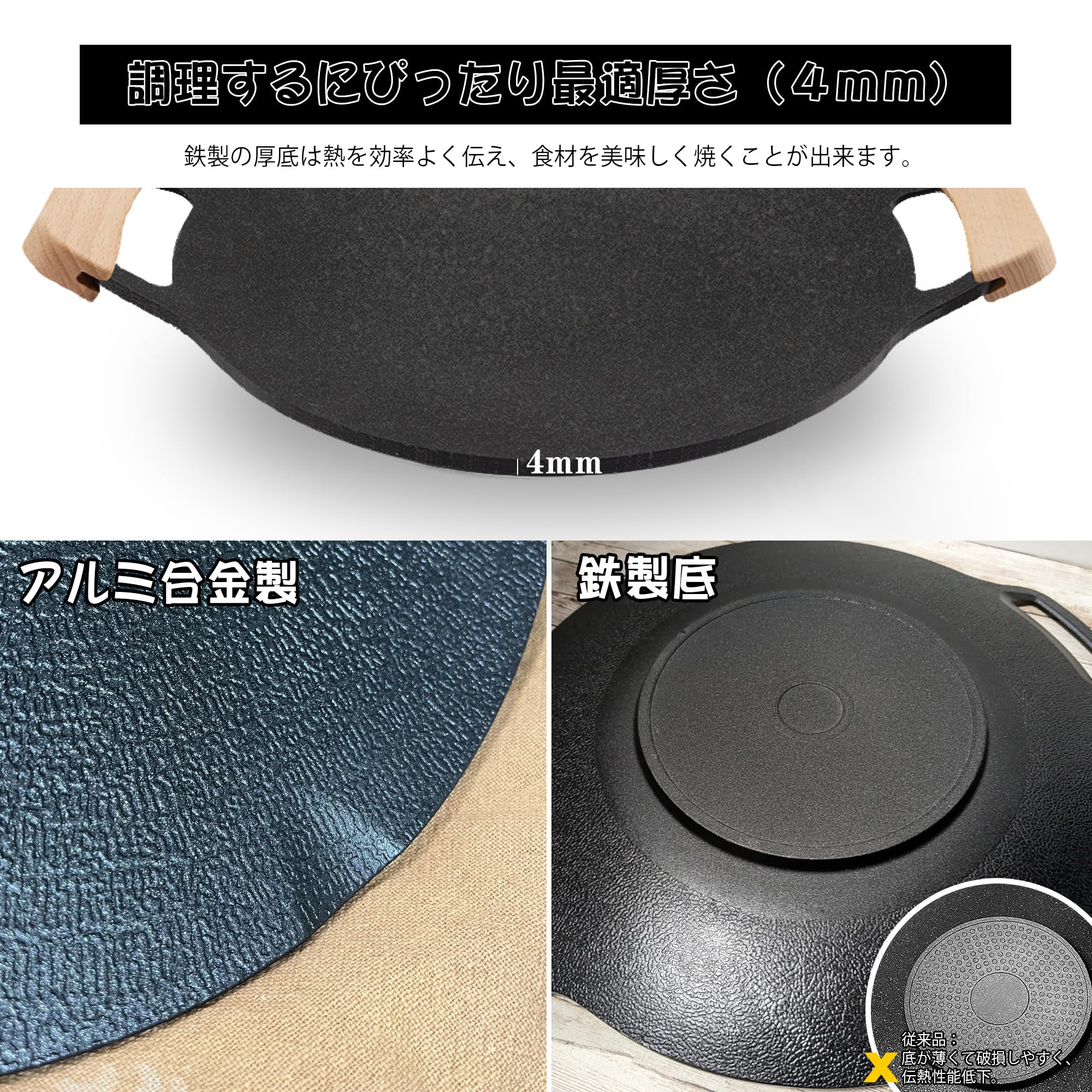 Amazon | abizoe マルチグリドル グリルパン 直径33cm 厚さ4mm