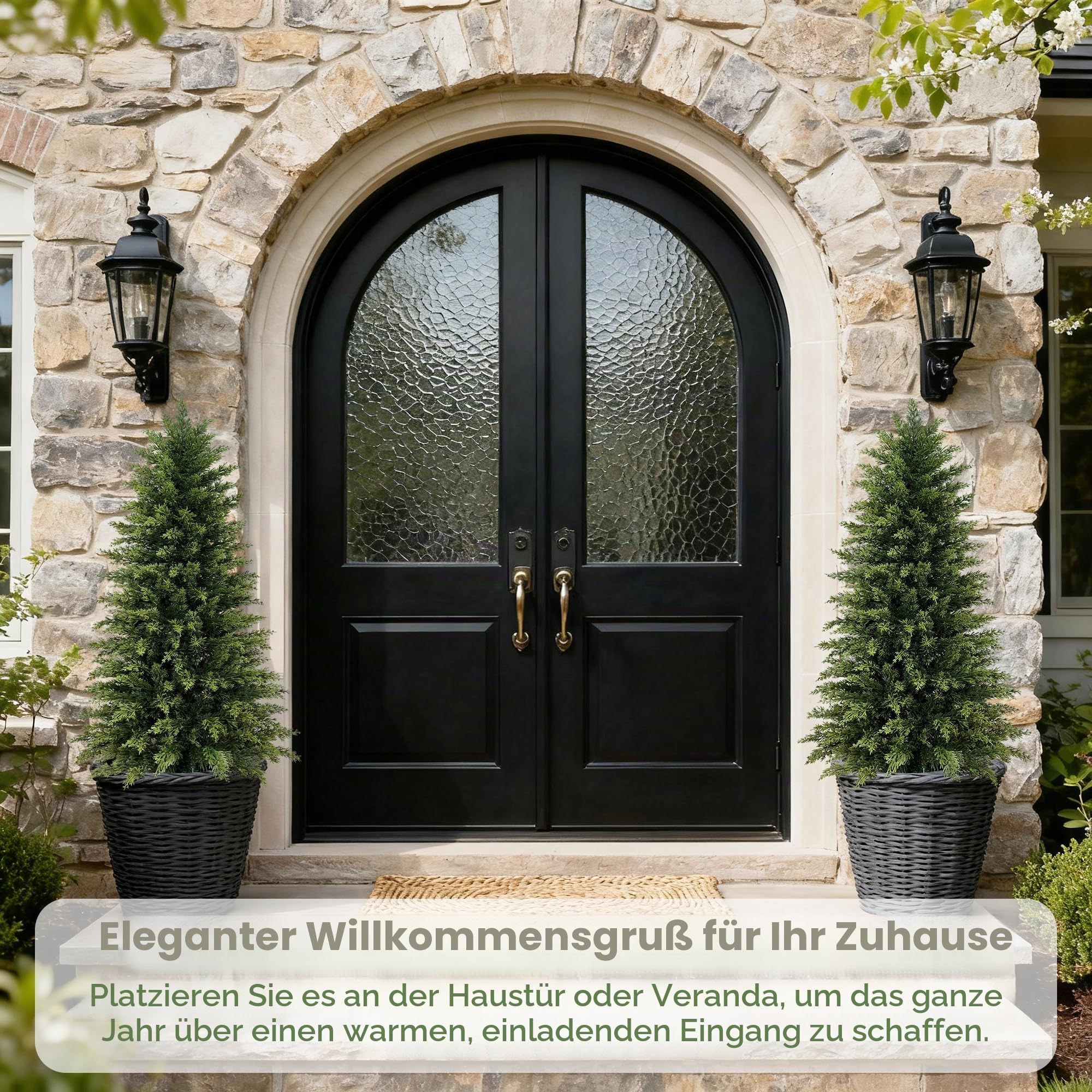 Vitalismo Künstliche Pflanzen wie echt Kunstbaum Zypress mit Topf 123cm | UV-beständig, Naturgetreue Optik, Kunstpflanze Outdoor Wetterfest für Zimmerdekoration Eingang Balkon Garten Weihnachtsdeko