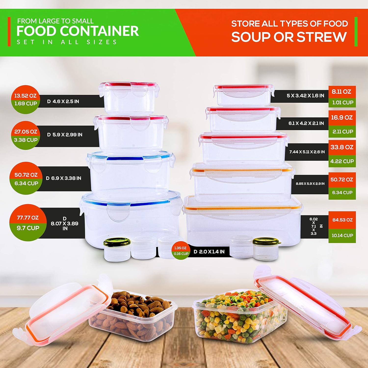 Buy 28 Pcs Large Food Storage Containers With Airtight Lids Freezer Microwave Safe Storage Bowls Kitchen Sets Bpa Free Plastic Meal Prep Containers Leak Proof Lunch Containers Sauces Bento Box Online In Mauritius B08253p11x