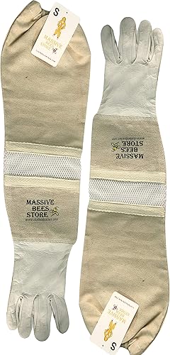 Miniatura 3 de Massive Bee Store Guantes ventilados de apicultura para niños, talla pequeña, niños de 10 a 14 años, color blanco ventilado, solo talla única