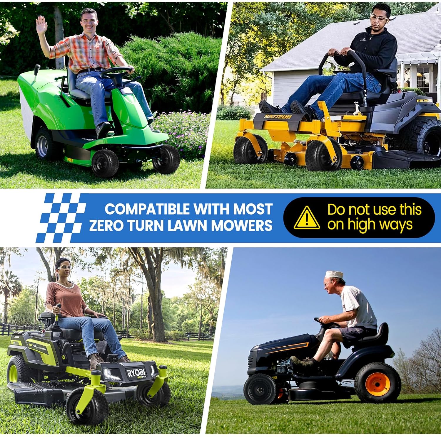 11x6.00-5" Flat Free Tires – 11x6-5 Solid Treaded Lawn Mower Tires/Wheel with 3/4" & 5/8" Bearings, 6"-8" Centered Hub – Fits Bad Boy, Cub Cadet, Zero Turn Mower, Riding Lawn Mower, 2 Pack