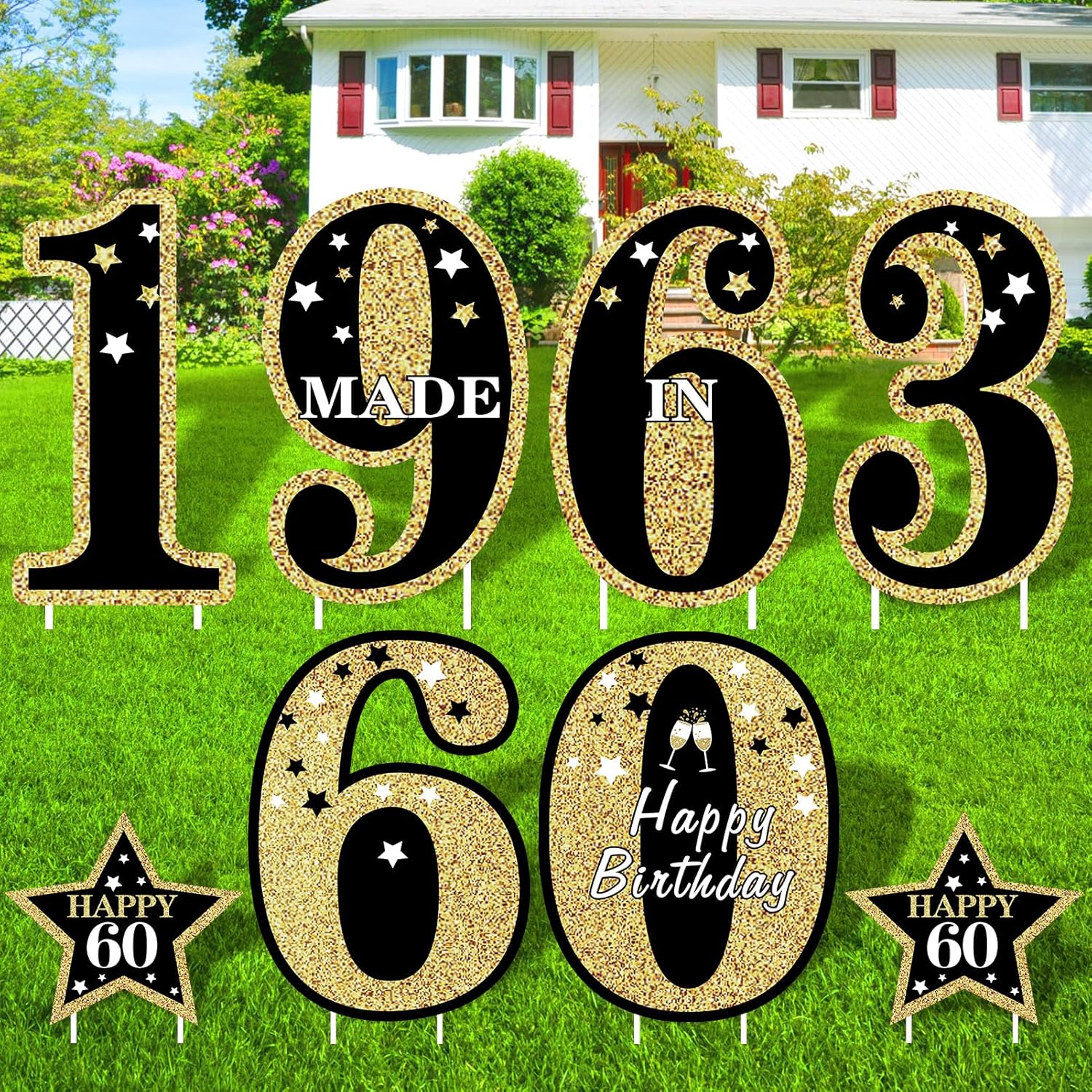 Amazon.com : 60th Birthday Decorations 8 Piece Yard Sign for Men Women ...