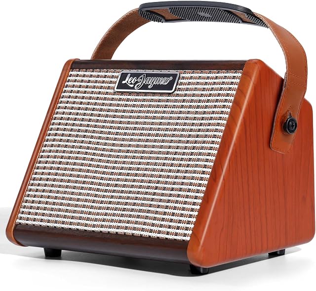 Leo Jaymz 15W Portable Guitar Amplifier with BT Connection, Rechargeable Battery, Tone Control, Headphone Jack, and Versatile Sound Customization for Practice and Performance