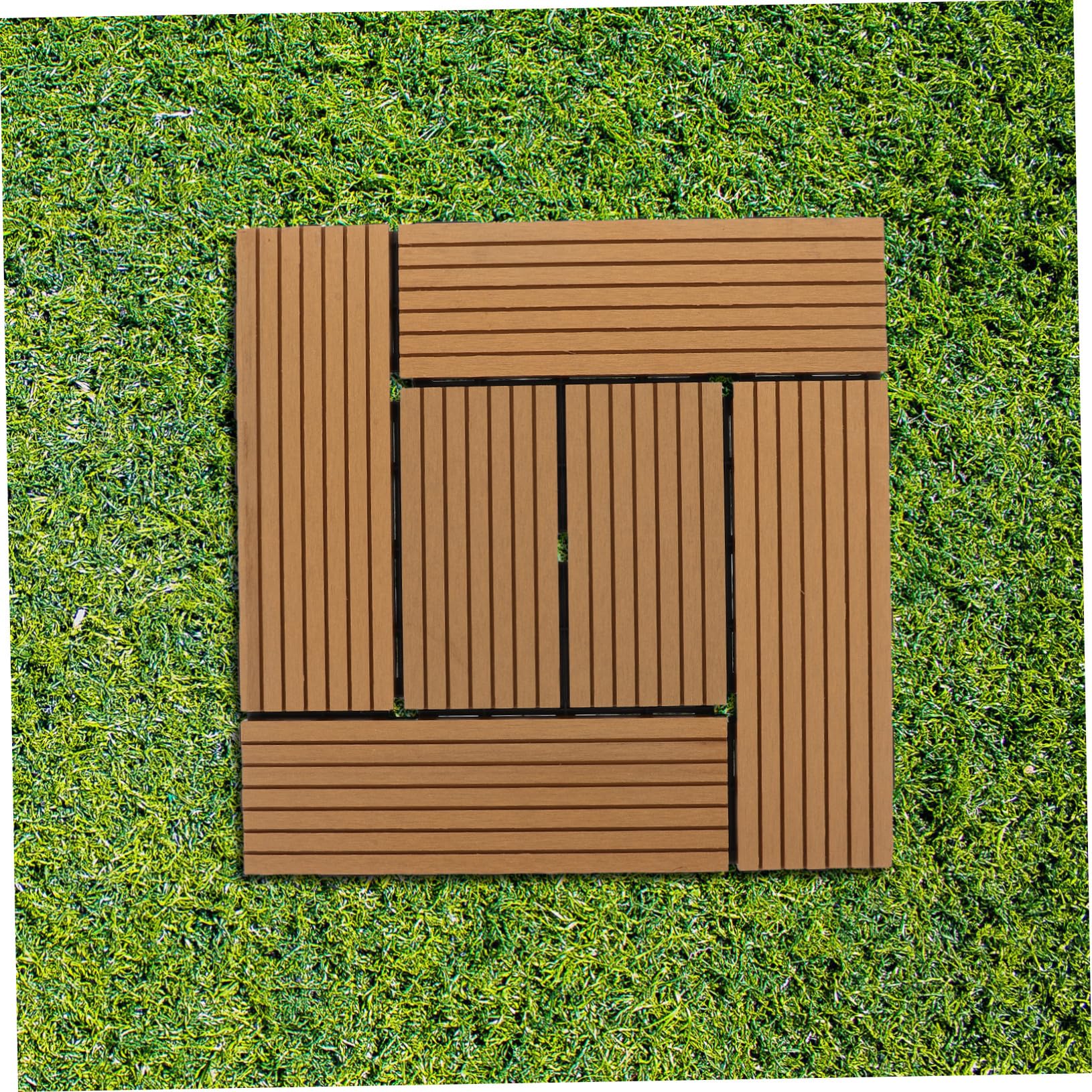 Holibanna Dalles de Terrasse Clipsables Bois Composite Durable Revêtement Sol Extérieur Antidérapant pour Balcon Patio et Jardin Installation DIY Facile