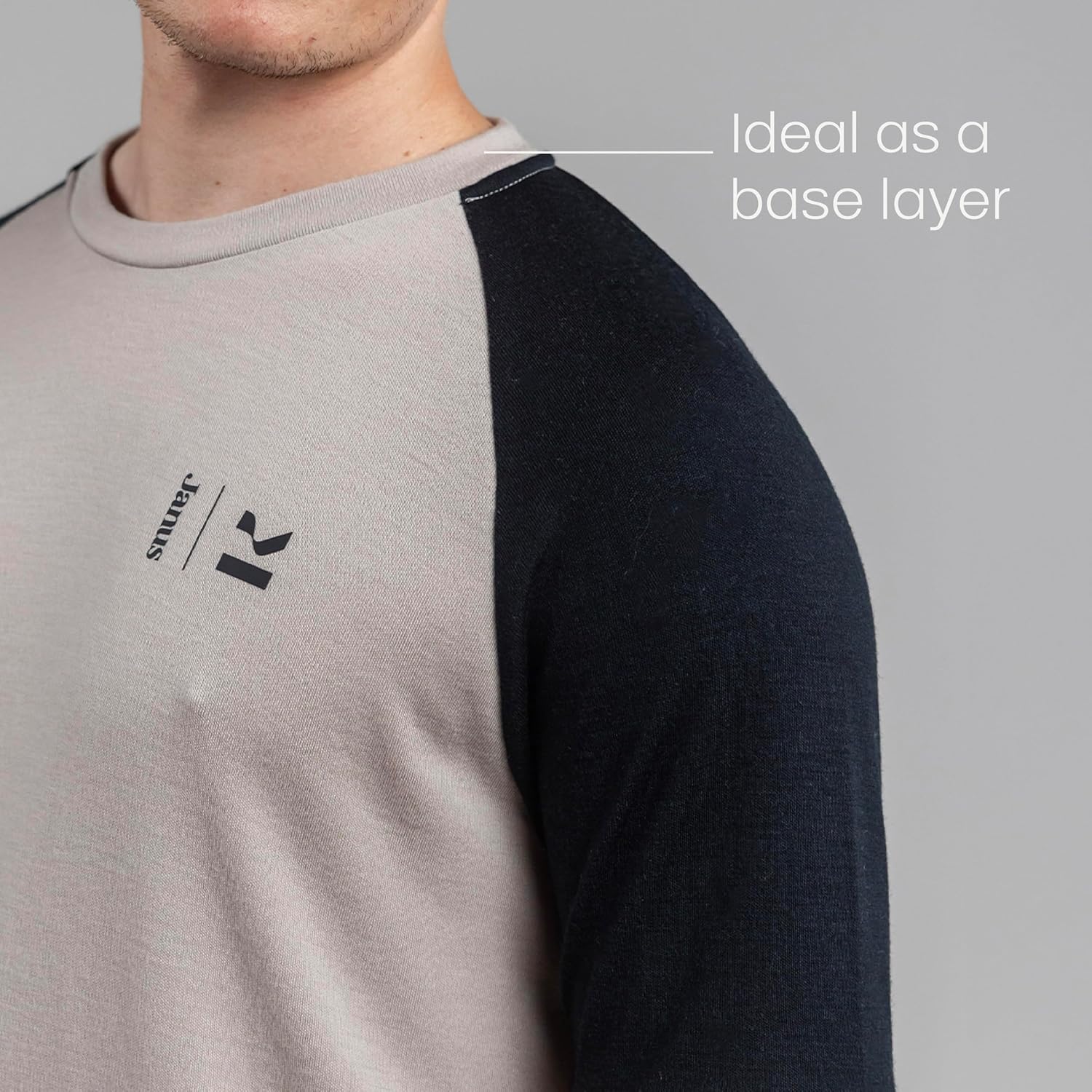 Janus Wool Kleveland 100% Merino Wool Crew Neck - Long-Sleeved - Winter Snowboarding Pullover - Soft & Comfortable