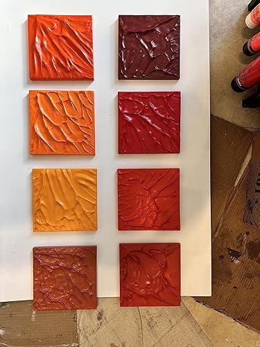 Vista 22 de Sunshine Smash 3D Plaster Relief Wall Sculpture Tiles Acrylic, MDF Wood, Mixed Media,Abstract, Modern Design, Mix and Match Red (Burgundy)