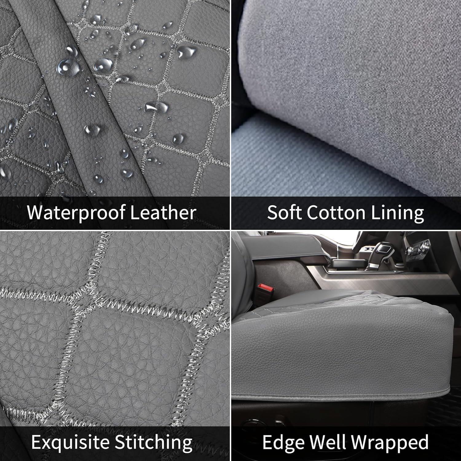 Truckiipa Wrangler Seat Covers for 2007-2017 Jeep Wrangler JK 2-Door/4-Door Sahara Sport Rubicon Willys Leather Full Coverage Automotive Seat Cover Protector Custom Fit, Front Pair, Grey