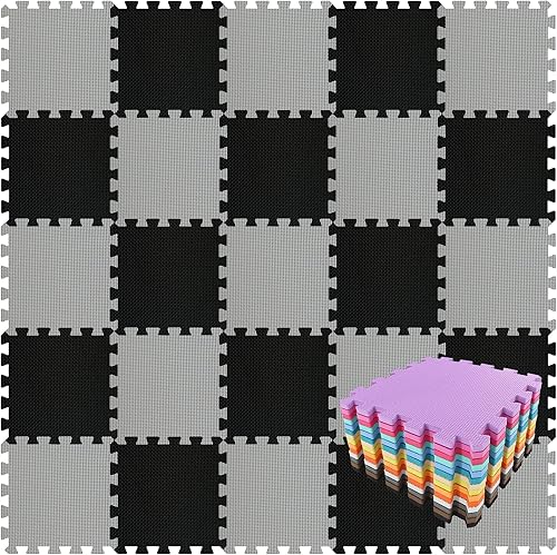 Vista 54 de qqpp Alfombrillas de espuma de rompecabezas de goma EVA con 18 azulejos entrelazados - Alfombra de juego para bebé para jugar Esterilla