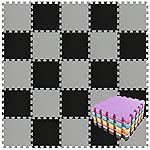 qqpp EVA Rubber 18 Tiles Interlocking Puzzle Foam Floor Mats - Baby Play Mat for Playing | Exercise Mat for Home Workout. Beige, Gray. QC-JLb18N
