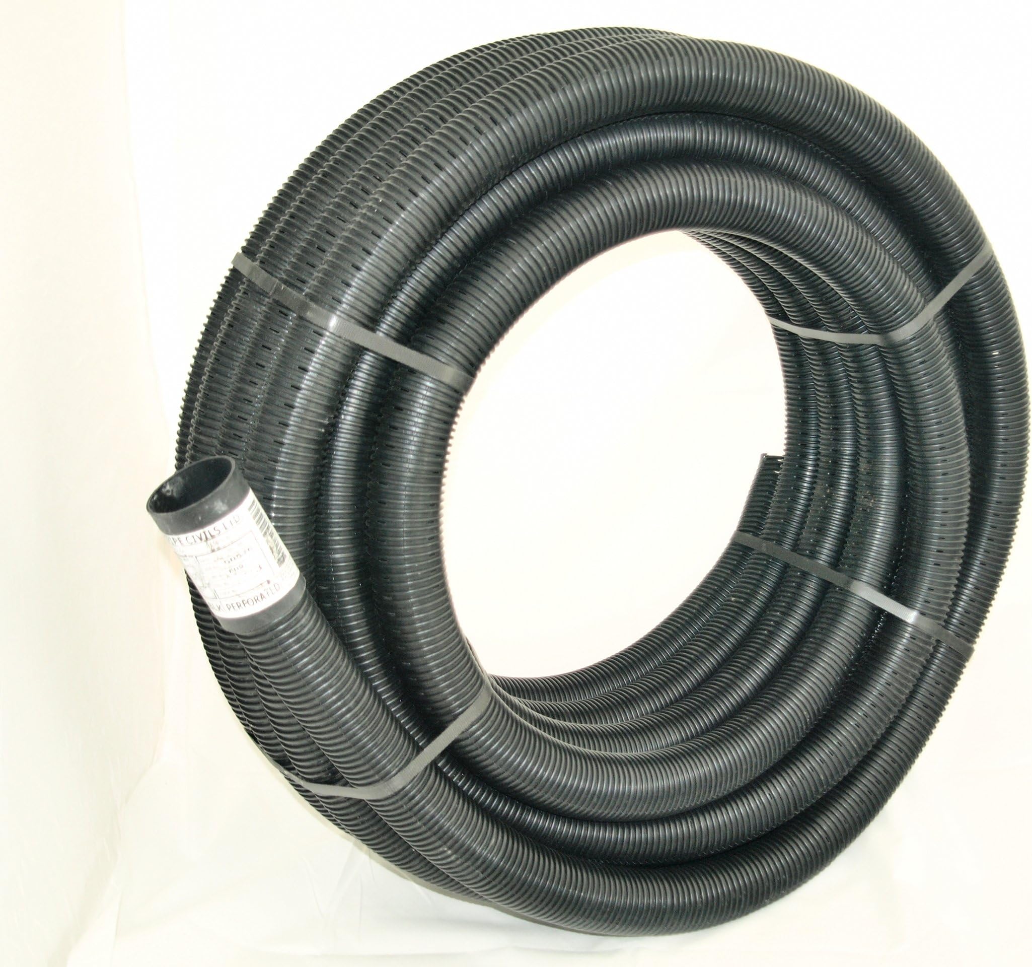 Various Perforated Land Drainage Piping Coil Pipe (25M x 60mm) for field or garden underground water run-off, drying out and dispersal