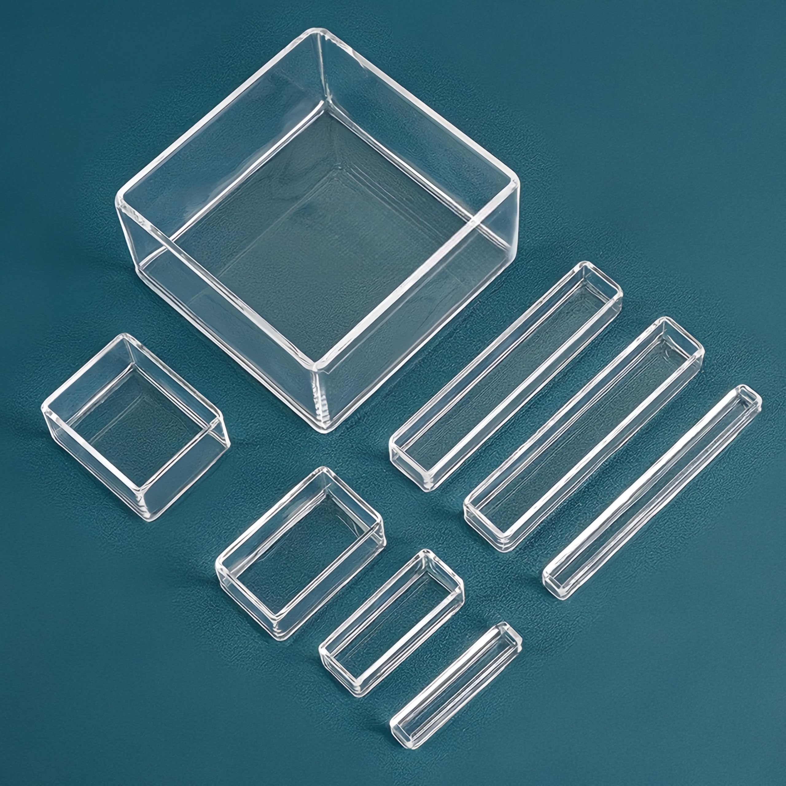 Hochtemperaturbeständiges Quarzglas-Reaktionsgefäß mit Deckel – quadratischer Tiegel for den Laborgebrauch(50mmx50mmx100mm)