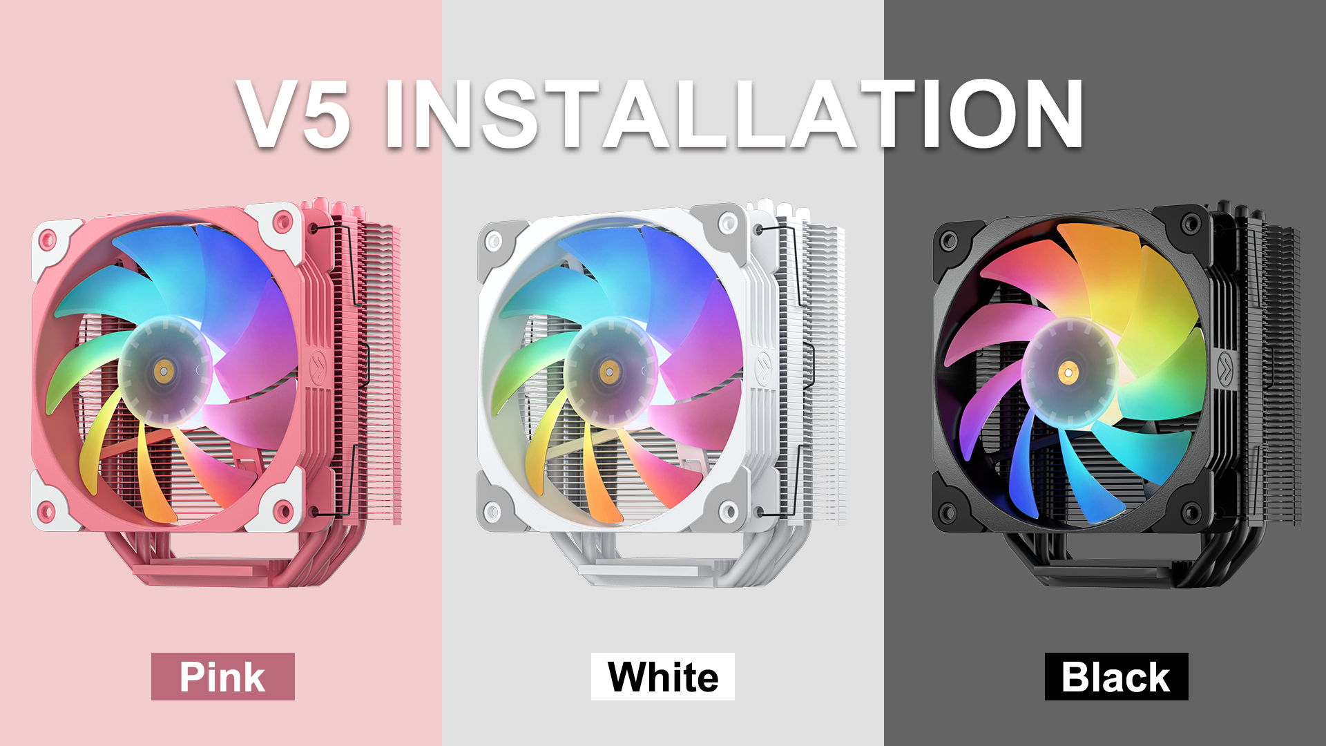 Image of Vetroo V5 CPU Air Cooler with 5 Heat Pipes 120mm FDB PWM Processor Cooling for Intel LGA 1851 /1700 /1200 /115X AMD AM5 /AM4, Addressable RGB Lights Sync - Black