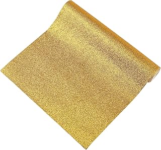 GORGECRAFT 130 x 20 cm brokatowe skórzane prześcieradła błyszczące sztuczna skóra grube brokatowe tkaniny płócienne do kokardek do włosów tworzenie biżuterii DIY rzemiosło do szycia, złote