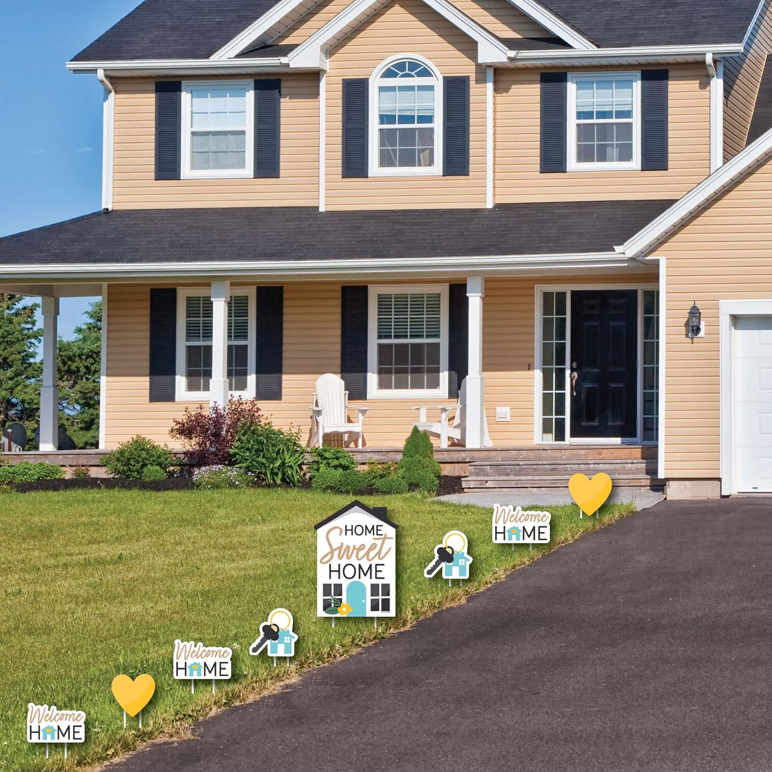 Big Dot of Happiness Welcome Home Housewarming - Yard Sign and Outdoor Lawn Decorations - New Sweet Home Yard Signs - Set of 8