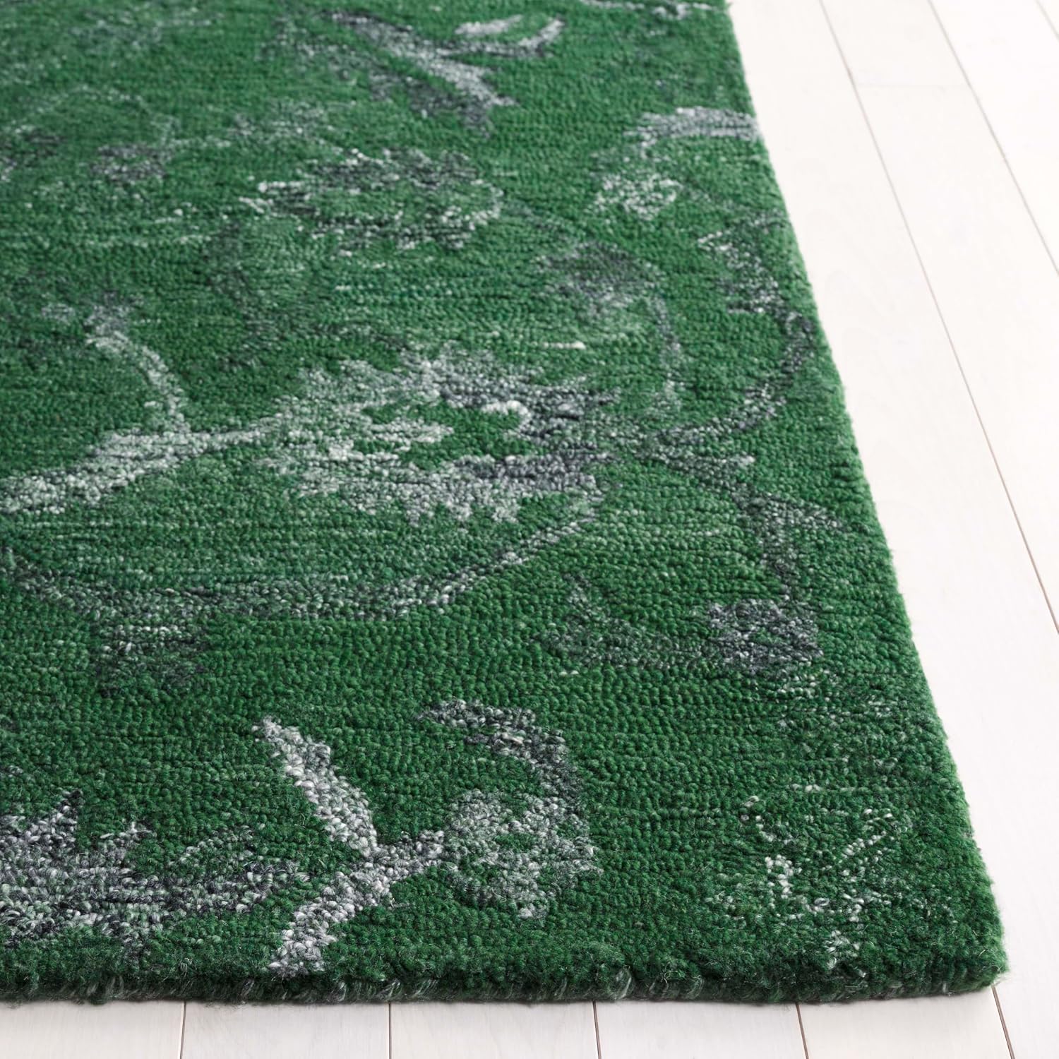 SAFAVIEH Area Rug 8x10 - Anatolia Collection - Large - Dark Green, Handmade Floral Scroll Design, Ideal for Living Room, Bedroom, Office, Dining Space (AN401Y)