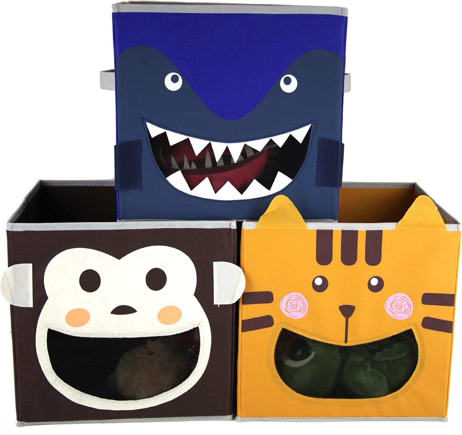 Paylak SCR499 Kids Storage Organizer Bins Fabric Set of 3 Animal Print with Handle