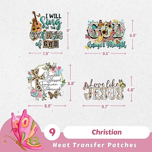 Miniatura 3 de 9 parches cristianos de transferencia para planchar, diseños de vinilo para camisetas, calcomanías de transferencia de calor DTF vintage para ropa,