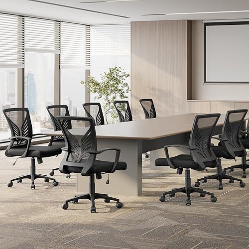 Miniatura 9 de Yaheetech Silla de oficina de malla para escritorio, silla de computadora ergonómica con respaldo medio con soporte lumbar, altura ajustable para