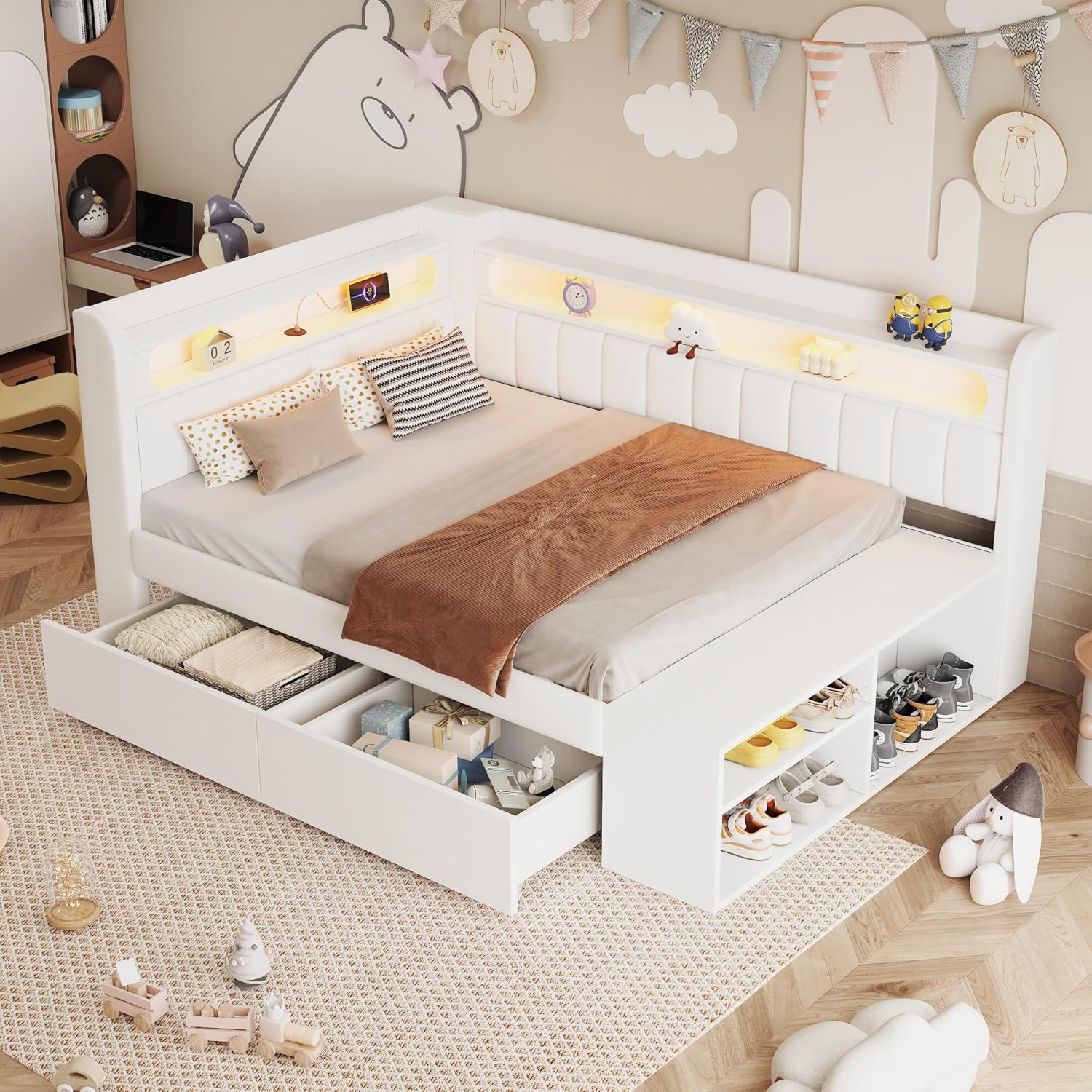 Moimhear Padded Sofa Bed (White)
