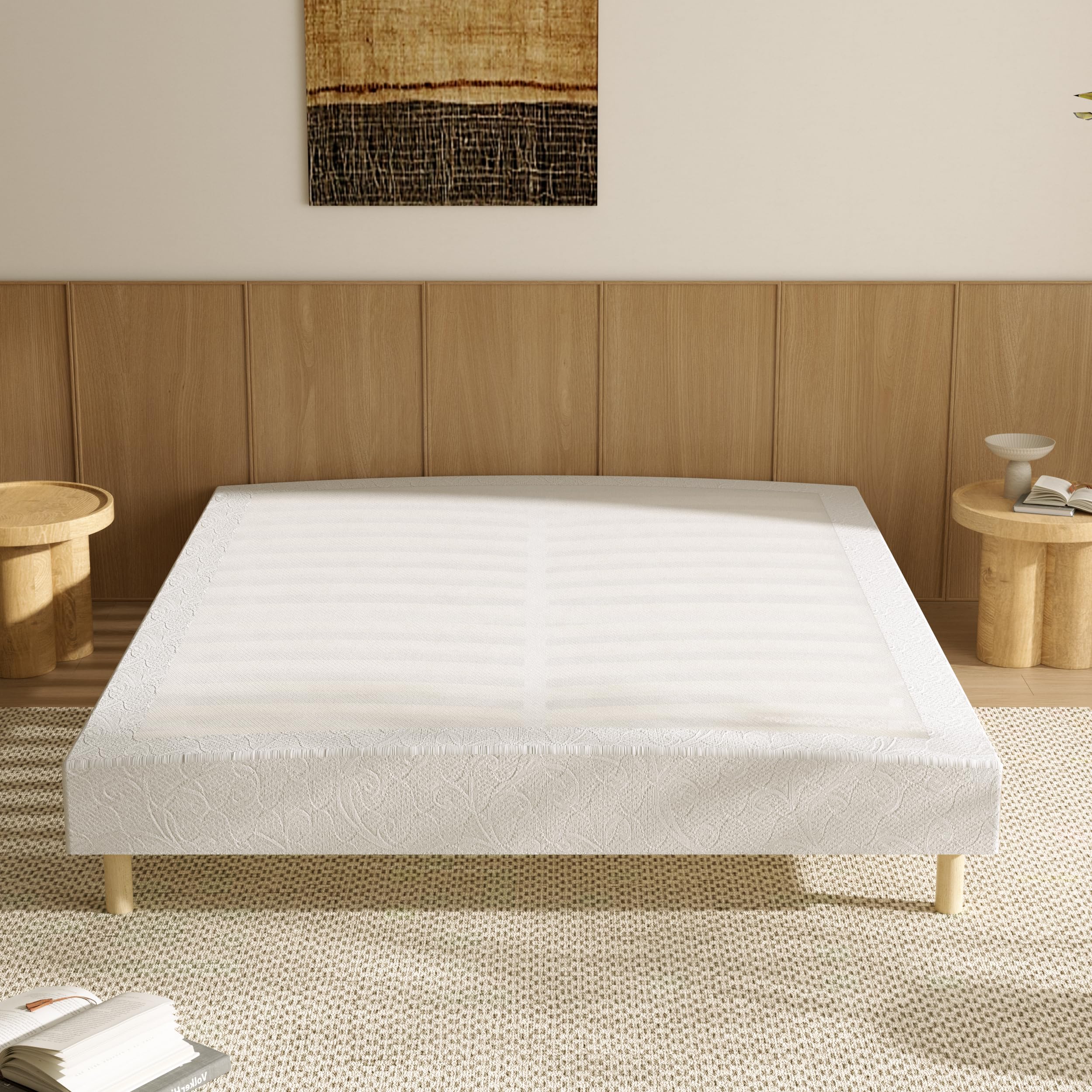 DEWINNER Sommier 140x190 | Sommier Tapissier 140x190 | 2x14 Lattes Bois | 9 Pieds Stables | Hauteur du Cadre de Lit 29 cm | Lit 140 x 190 avec Sommier | Chambre de Couple, Appartement et Maison