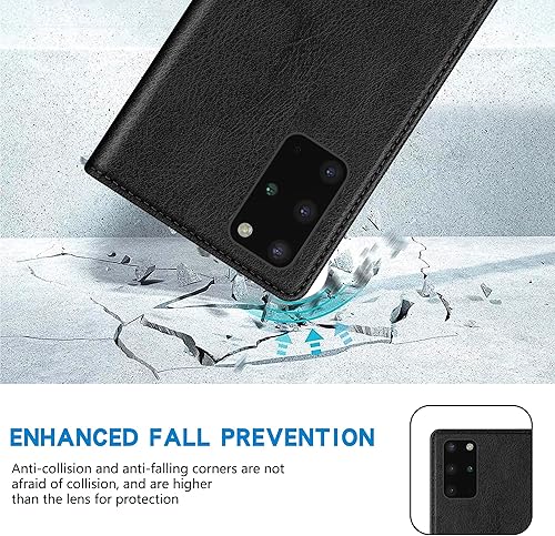 Miniatura 73 de ZZXX Funda tipo cartera para Samsung Galaxy S20 con bloqueo RFID, soporte de ranura para tarjetas, funda protectora de cuero magnético fuerte