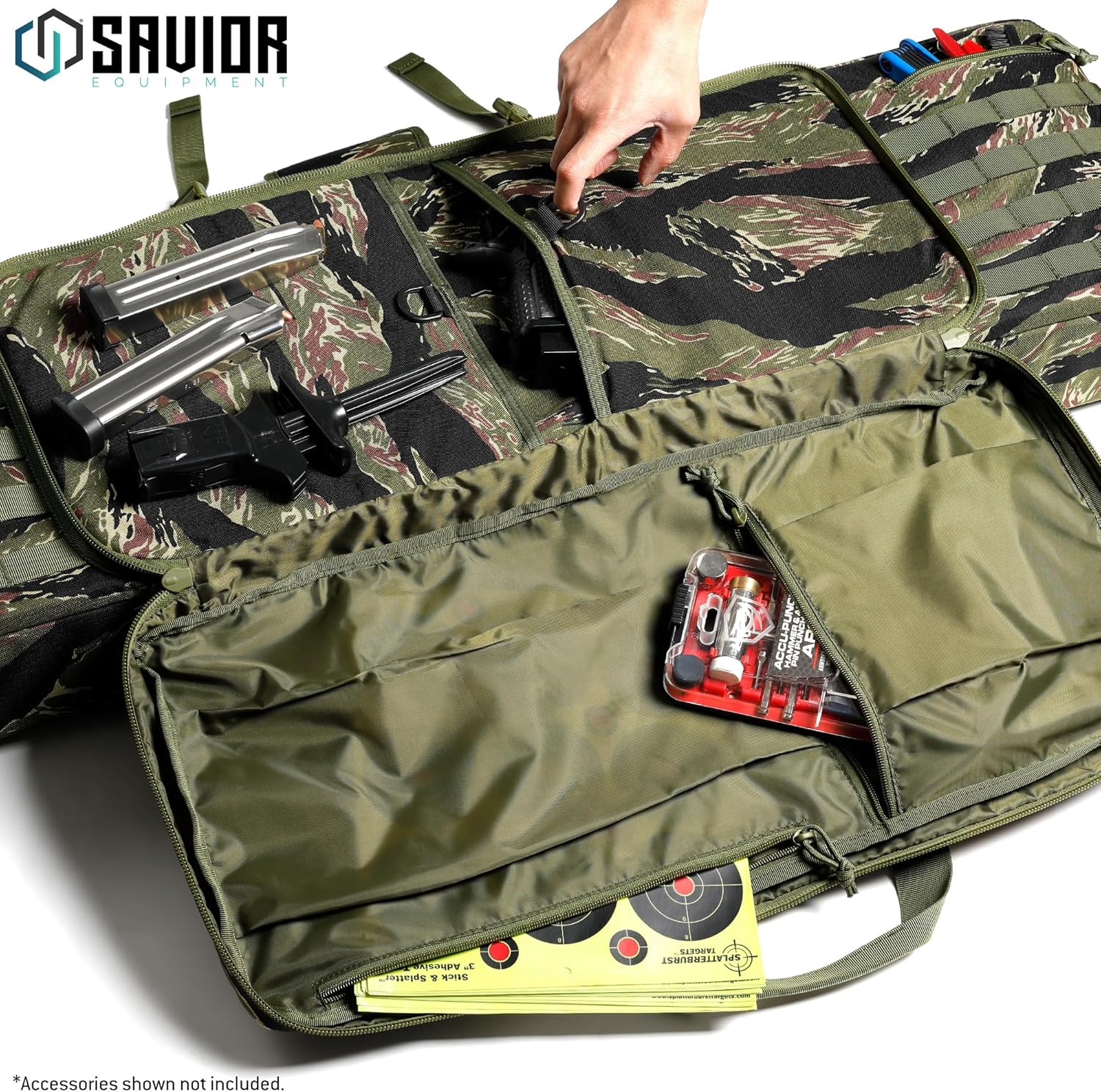 Savior Equipment American Classic Tactical Double Long Gun Bag Pistol Transportation Case w/Backpack Strap, 42 Inch Tiger Stripe - Image 3