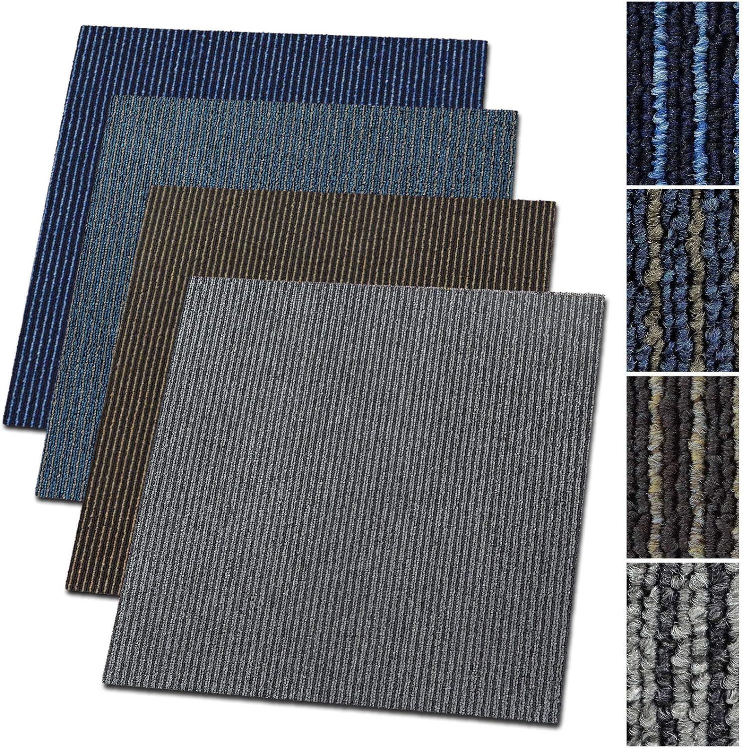 Lot de 24 dalles de tapis design Bohemia 50 x 50 cm autoportantes – 6 m² – Tapis de sol résistant avec poils bouclés de haute qualité – Antistatique avec dos en bitume (marron/beige)