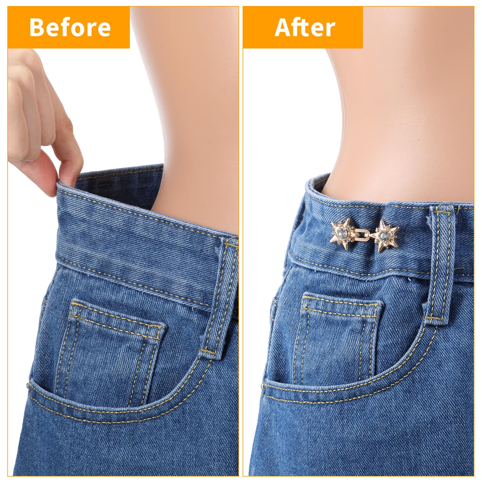 SAIIURV 12 Paia Bottoni Jeans Regolabili, Stringi Pantaloni Vita Fibbia Bottoni Jeans Stringi (12 paia
