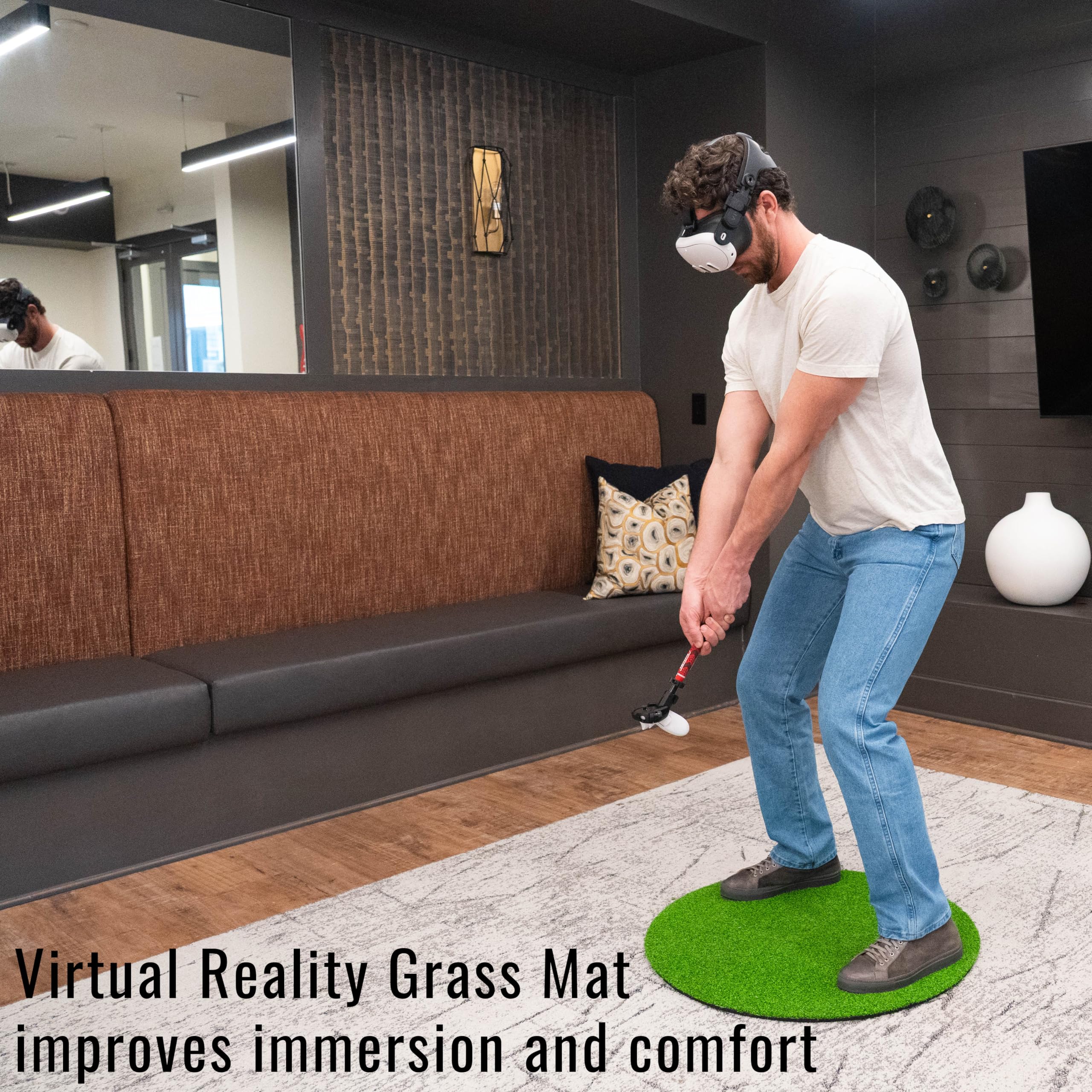 DeadeyeVR Golfmatte für perfektes VR-Eintauchen – Schlag- und Putting-Matte, Oculus Club Befestigung VR-Zubehör, 71,1 cm Durchmesser, 0,95 cm dick, einfache Lagerung, kompatibel mit Deadeye