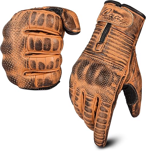 Guantes de motocicleta para hombre, de cuero, con función de pantalla táctil, guantes de motocicleta para todo tipo de clima, guantes de motocicleta