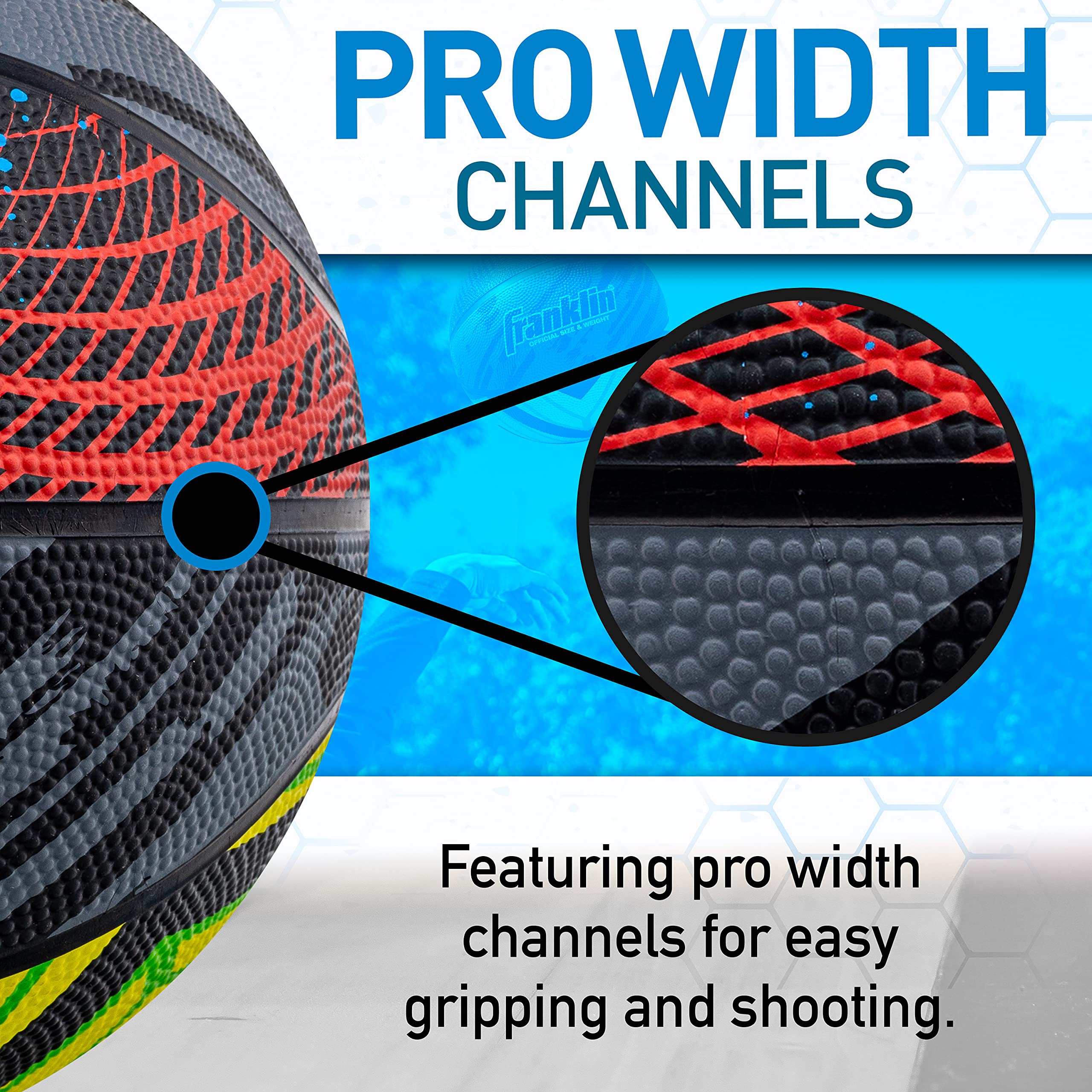 Franklin Sports Mystic Basketball - Official Size Basketball - Indoor + Outdoor Ball - 29.5" Men's Rubber Ball - Air Pump Included