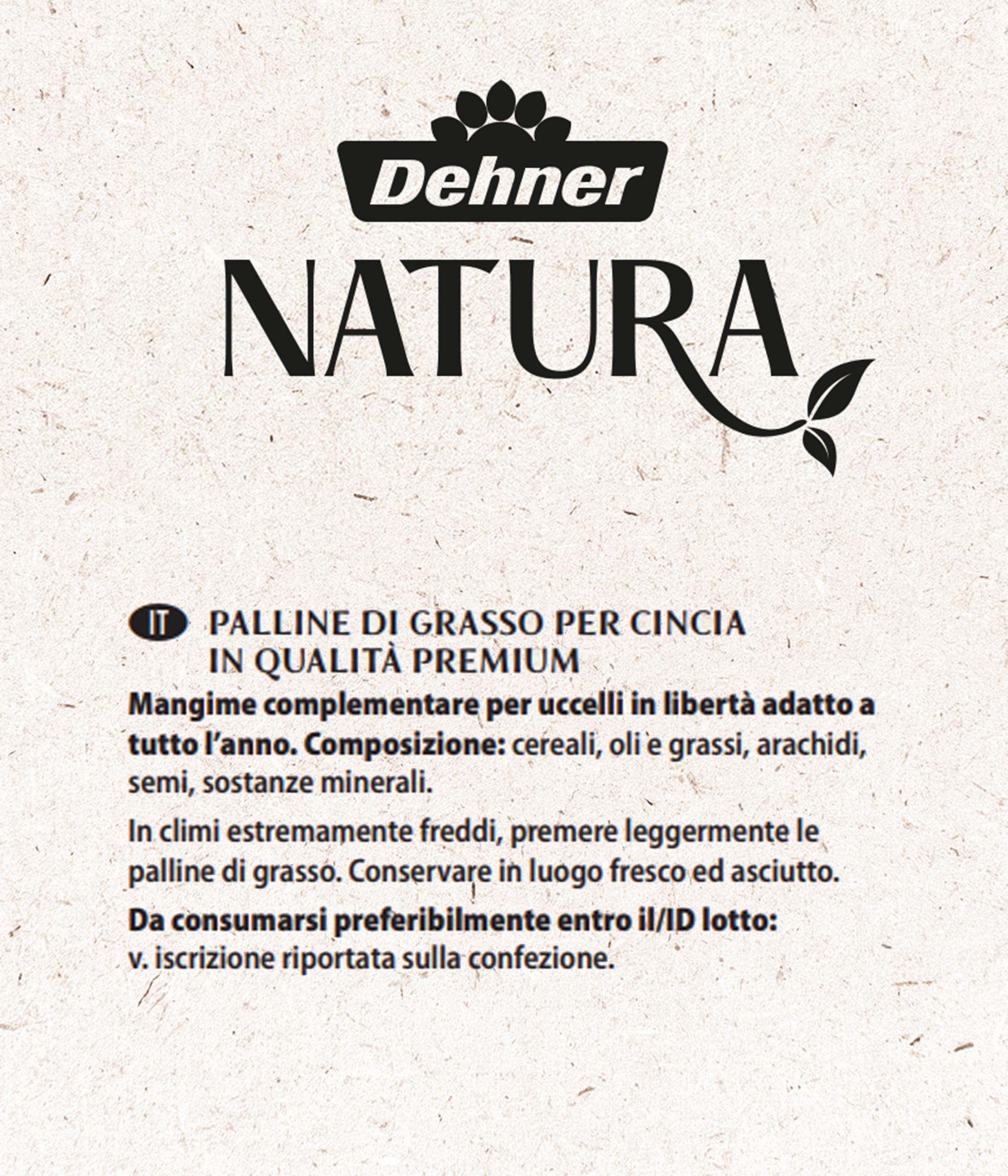 Dehner Natura Mangime per uccelli selvatici palline per cinciallegre rete biologica 30 pezzi 2,7 kg