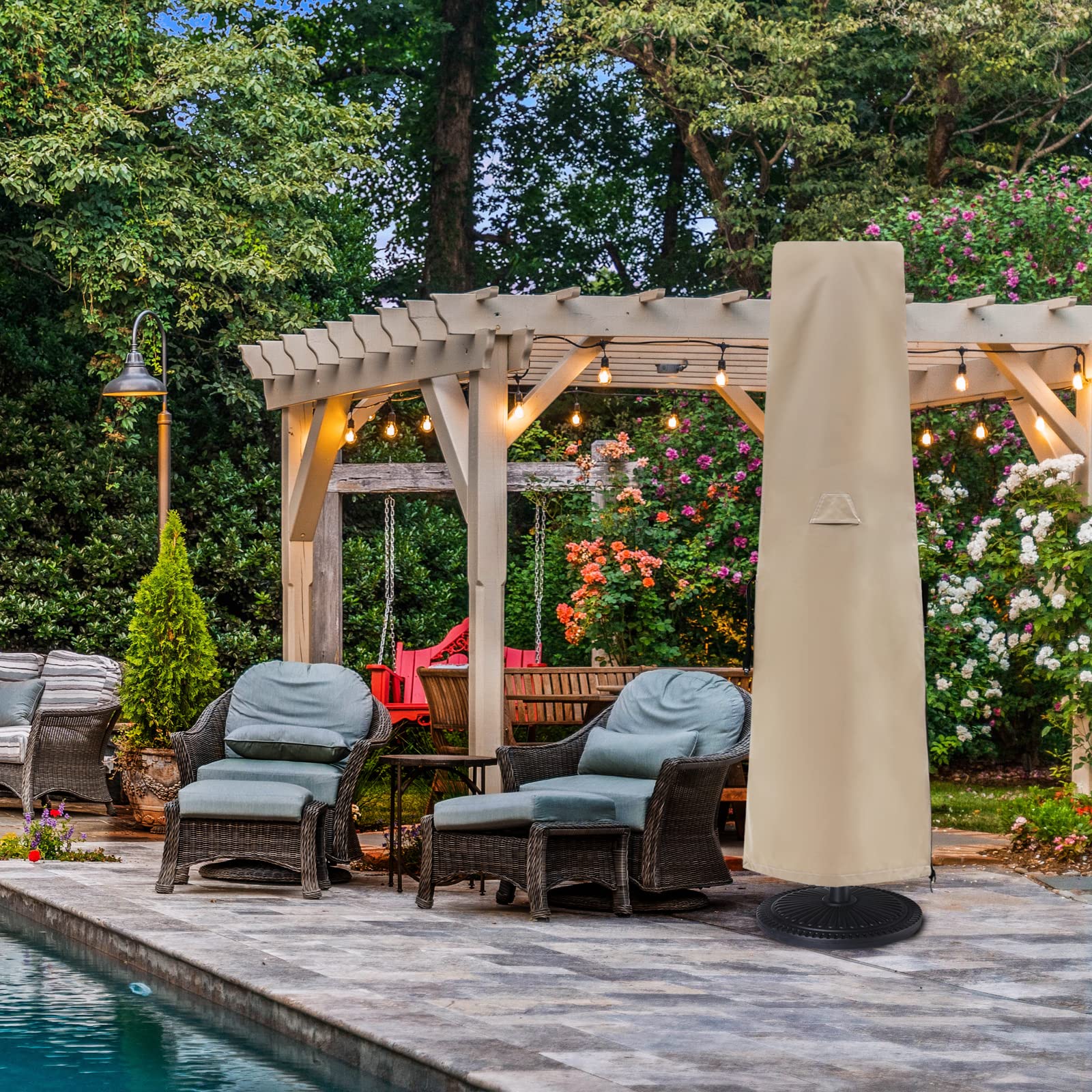 are patio umbrellas cover waterproof Amazon.com : 600D Patio Umbrella Parasol Cover Waterproof Outdoor Anti-UV  Protective Cover with Zipper Fits Market Umbrella Up to 14 Feet,Khaki :  Patio, Lawn & Garden