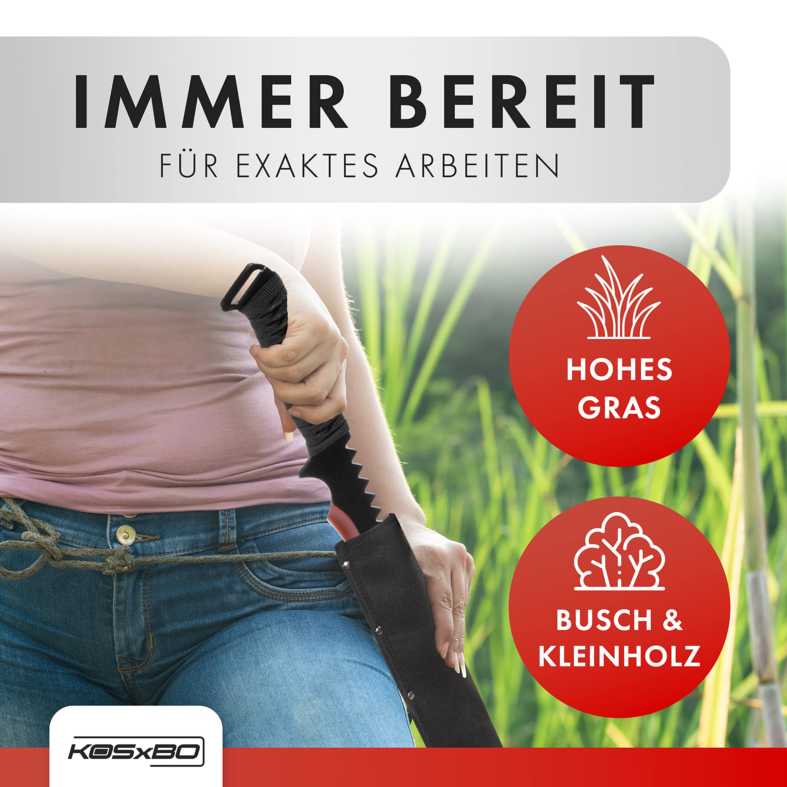 KOSxBO Machete mit roter Klinge Troodon Dinosaurier Edition - Gesamtlänge 63cm, Macheten mit Scheide, schwarz rot
