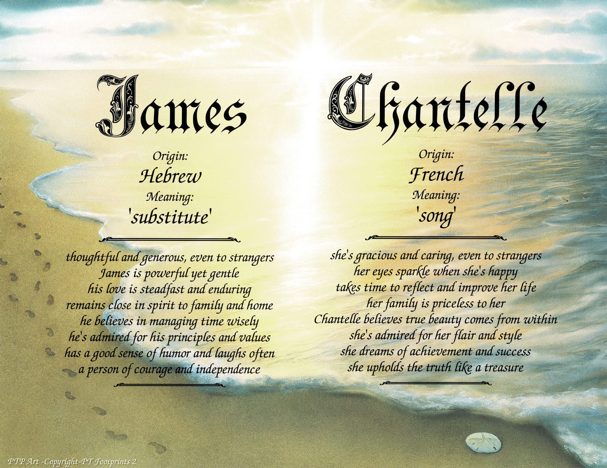 Amazon.com: FOOTPRINTS 2 - Personalized ANY First Name Meaning Keepsake  Print 8.5