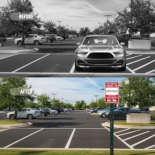 Miniatura 7 de SmartSign Cartel de estacionamiento reservado para empleados, paquete de 2, letrero remolcado de vehículos no autorizados, 18 x 12 pulgadas,