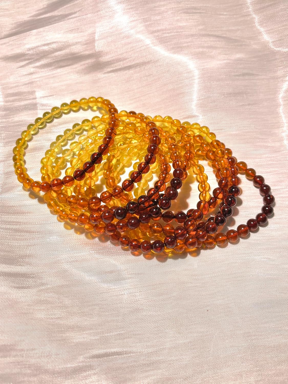 Natural Baltic Amber Round Bead Bracelet Gradient Color Bead Size 5.5mm - Image 9