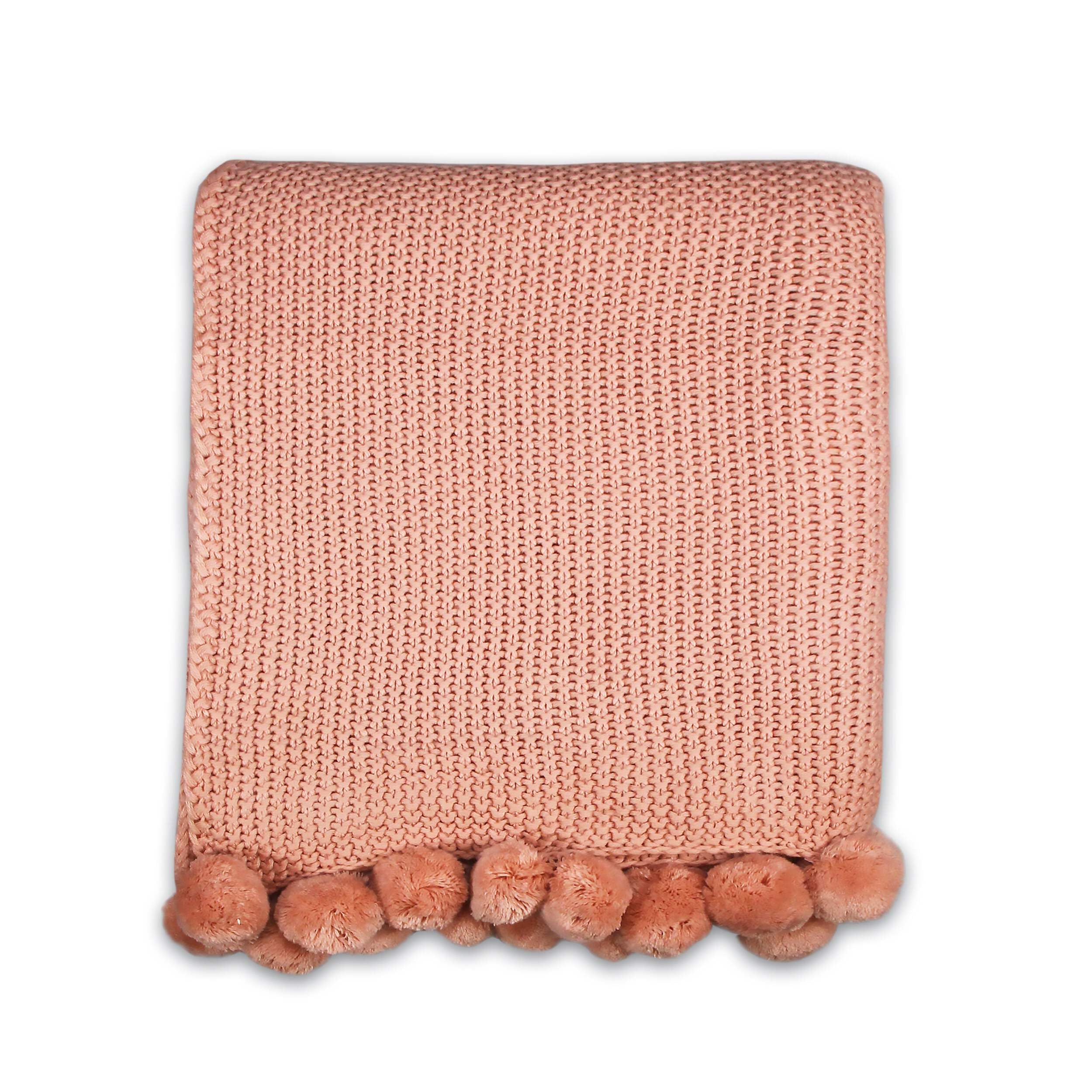 NEW Shruti Designs Pink Pom Pom Throw