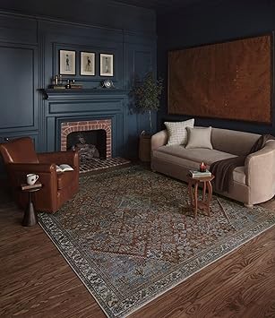 Loloi Magnolia Home by Joanna Gaines Lenna Collection LEA-04 Brick/Sky 2-3" x 3-9" Accent Rug