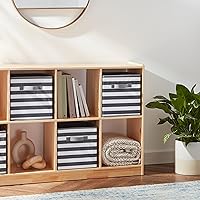 Vista 5 de Yaxa Basics Contenedores de Almacenamiento Organizadores de Cubo con Asas, Tela Plegable, Paquete de 6, 10.5"x10.5"x11", Blanco/Gris Claro