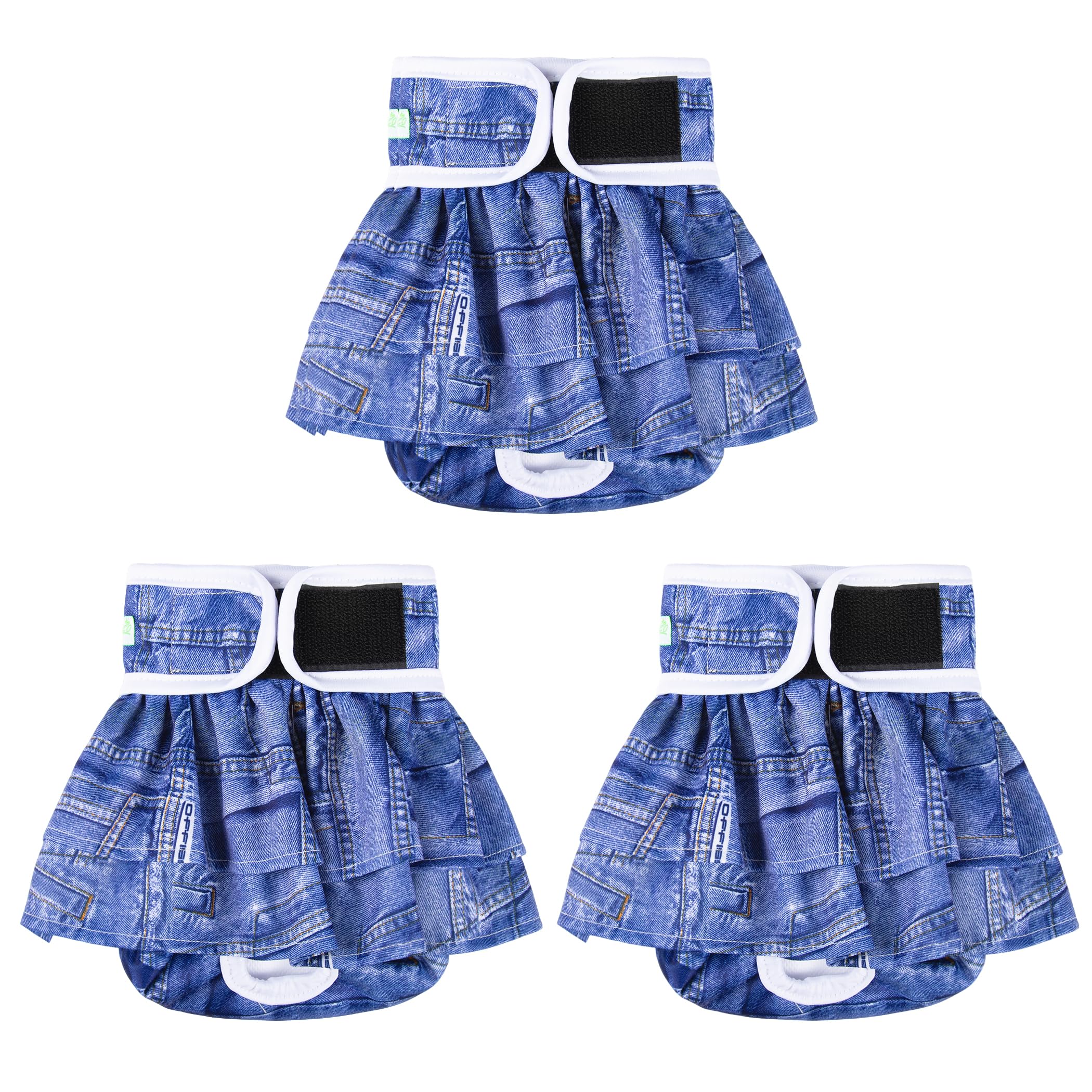 wegreeco Dog Diapers Female (3 Pack), Highly Absorbent Puppy Doggie Dog Diapers for Female Dogs Period, Washable Doggy for in Heat, Small Medium Large Size (Classic Jeans, Large)